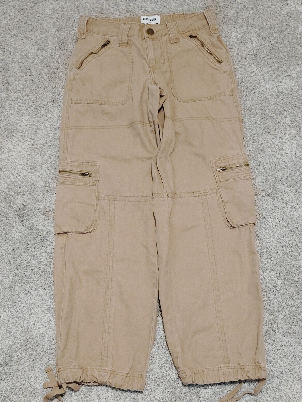 RSQ Tan Cargo Utility Pants with Zip Pockets